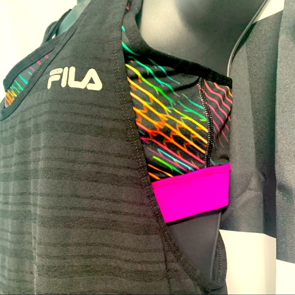 Fila black and rainbow built in bra size small